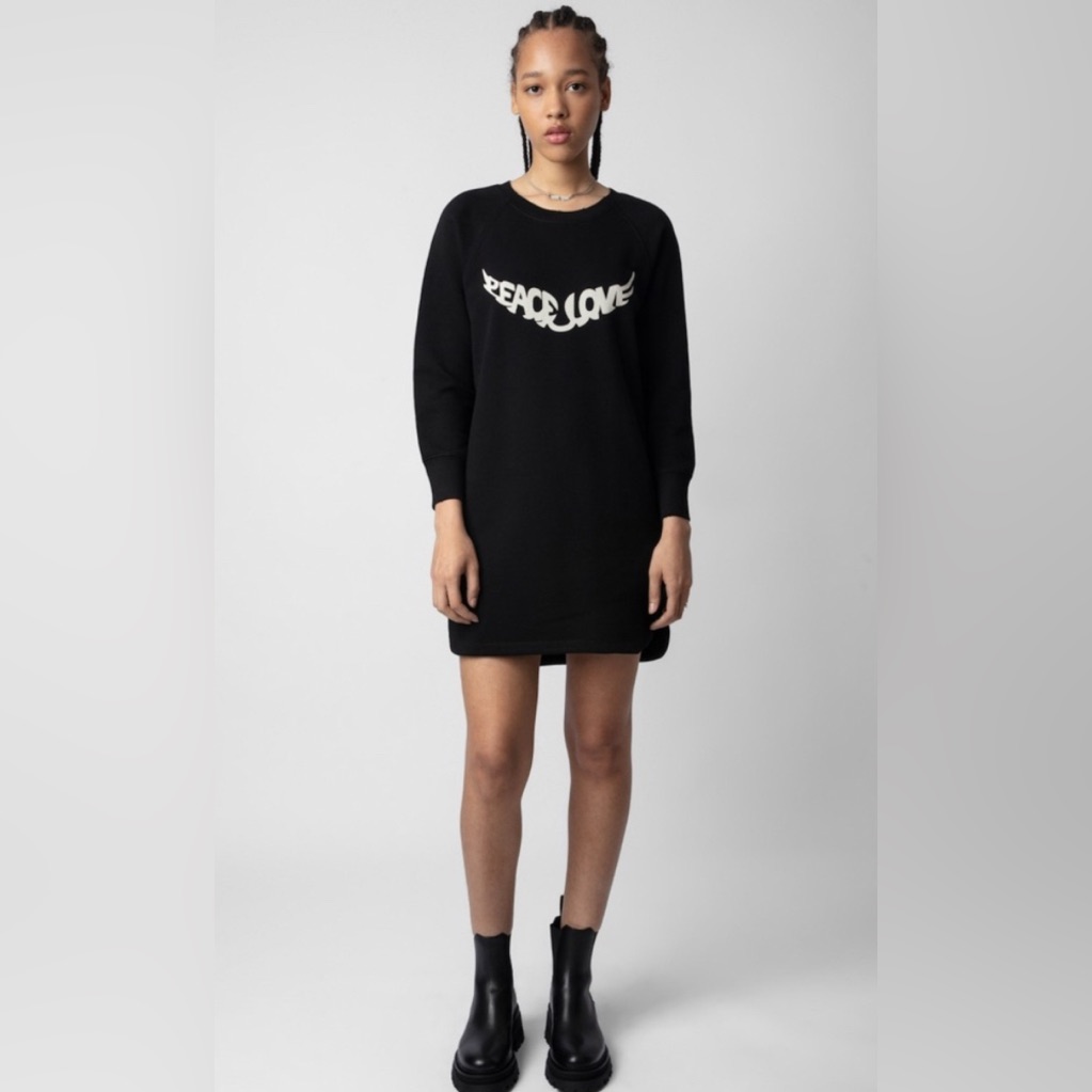 Zadig & Voltaire Black Knit Sweater Dress With White Logo